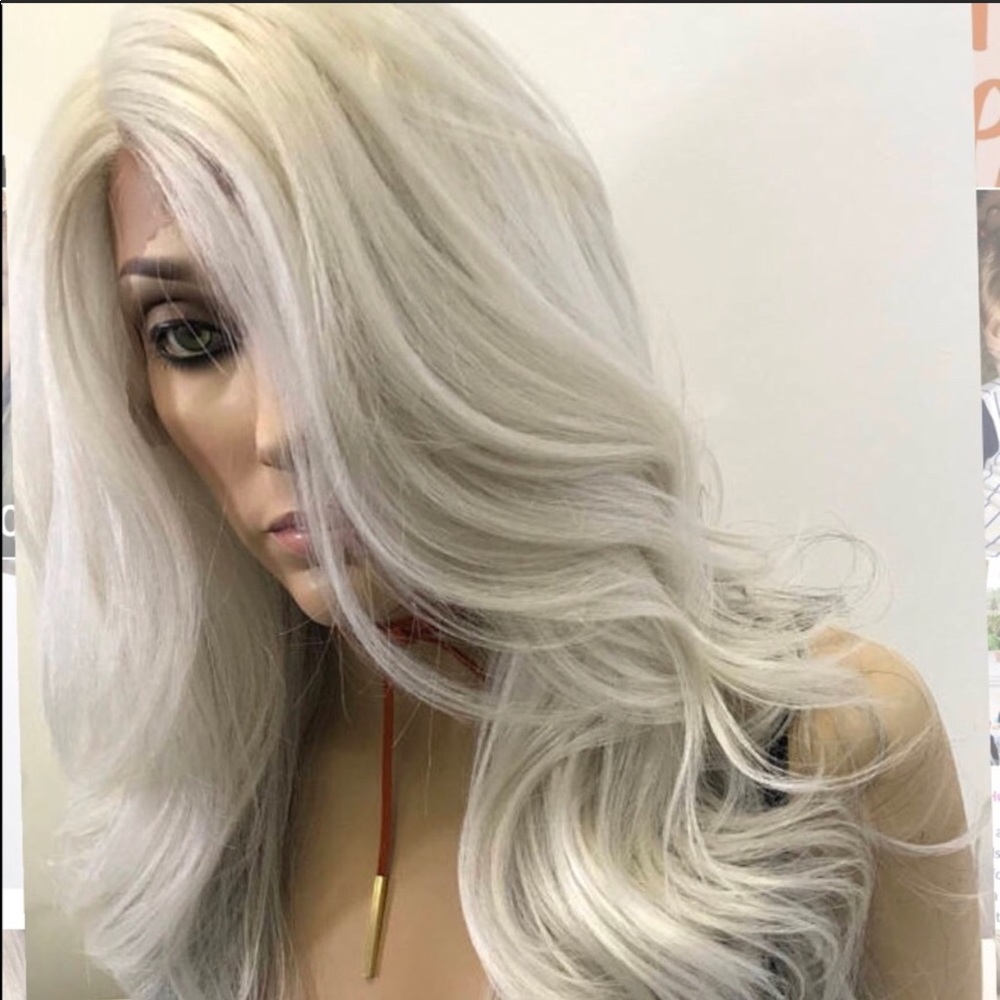 icy blonde grey wig